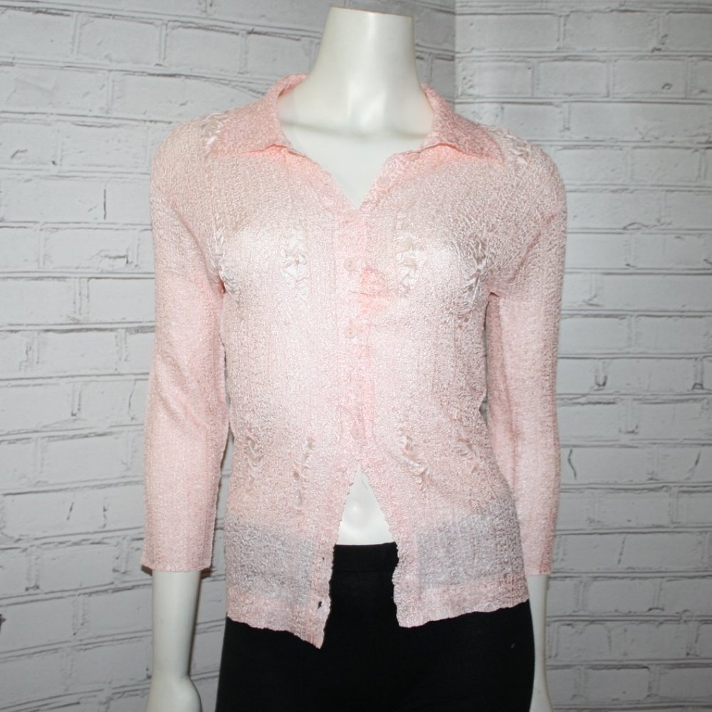 🌷📮 Once Again · Vintage Retro Pink Button-Down · Size Small